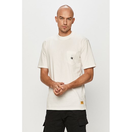 T-shirt męski Caterpillar z krótkim rękawem biały bez wzorów 