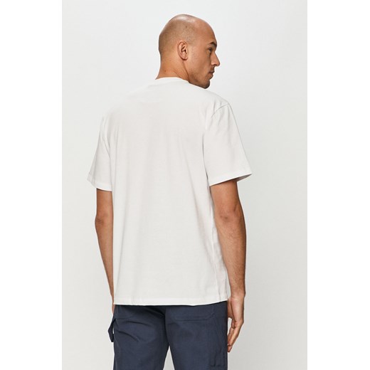 T-shirt męski Caterpillar biały na wiosnę z krótkimi rękawami 