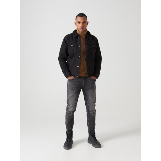 Cropp - Jeansowa kurtka sherpa - Czarny Cropp XS Cropp