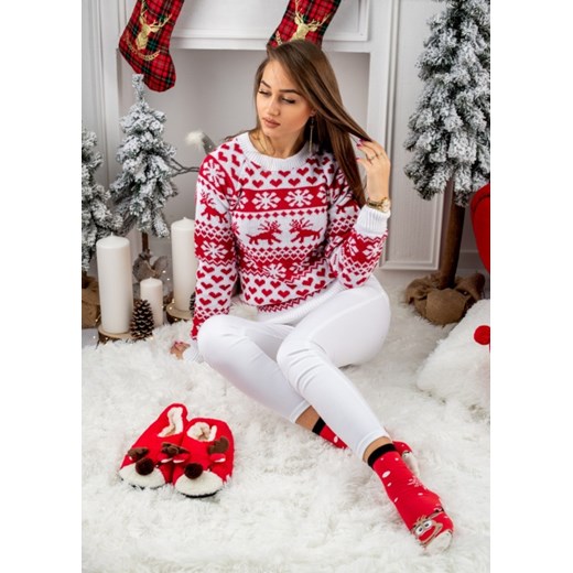 Sweter świąteczny I biały Fason Uniwersalny Fason