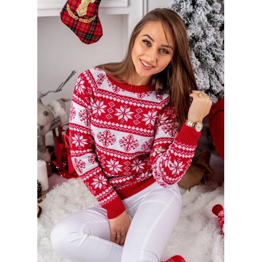 Sweter świąteczny II czerwony Fason Uniwersalny Fason