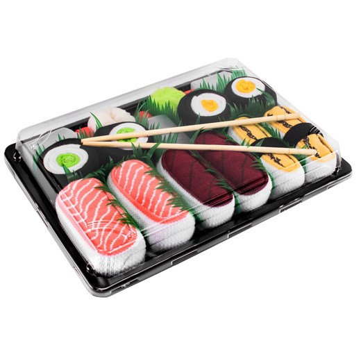Sushi Socks Box 5 par - łosoś, omlet tamago, tuńczyk, maki ogórek, maki rzepa EUR 36 - 40 36 - 40 ZOOKSY