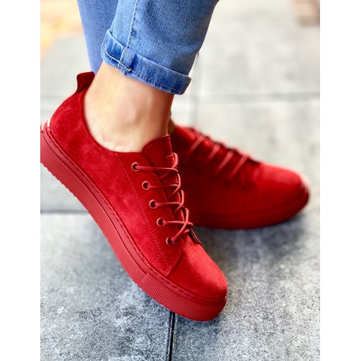 Czerwone trampki damskie skózane 3164/D06 37 Oleksy - producent obuwia
