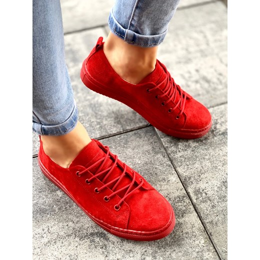 Czerwone trampki damskie skózane 3164/D06 36 Oleksy - producent obuwia