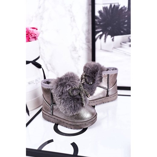 Buty zimowe dziecięce srebrne śniegowce 
