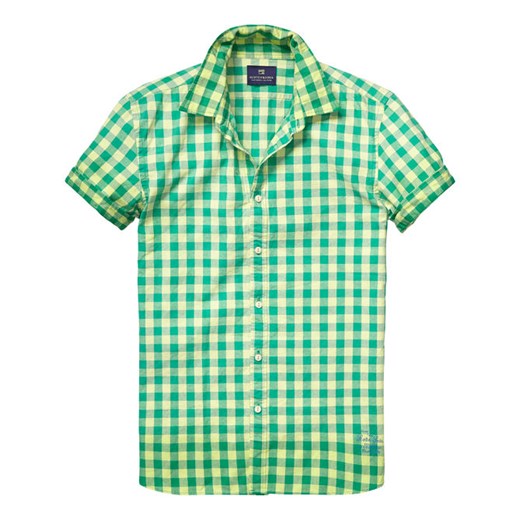short-sleeved checkered shirt with bleach effect  scotch-soda zielony szorty