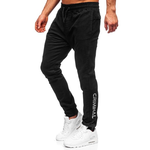 Czarne spodnie joggery męskie Bolf B11119 XL okazyjna cena Denley