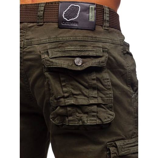 Khaki spodnie bojówki męskie z paskiem Denley CT8903 M promocja Denley