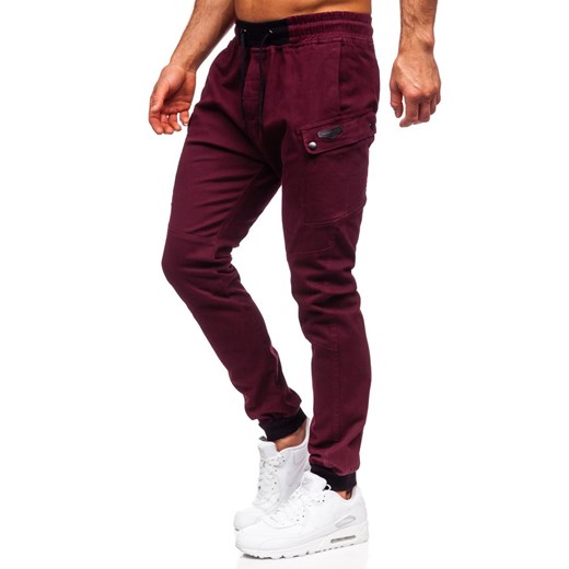 Bordowe spodnie joggery męskie Bolf B11103 L okazyjna cena Denley