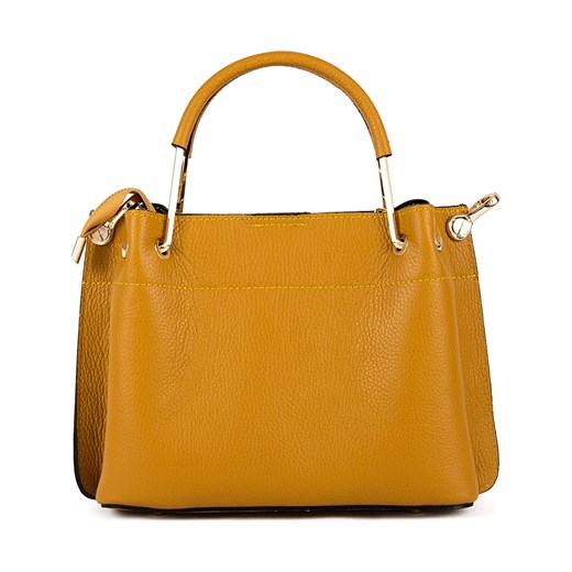 Skórzana torebka "Garda" w kolorze musztardowym - 26 x 21 x 13 cm Mia Tomazzi onesize Limango Polska