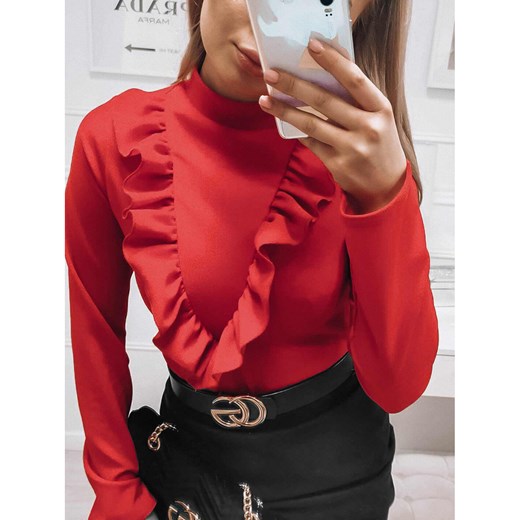 Kobieca bluzka z żabotem EMMA - czerwona one size promocja magmac.pl