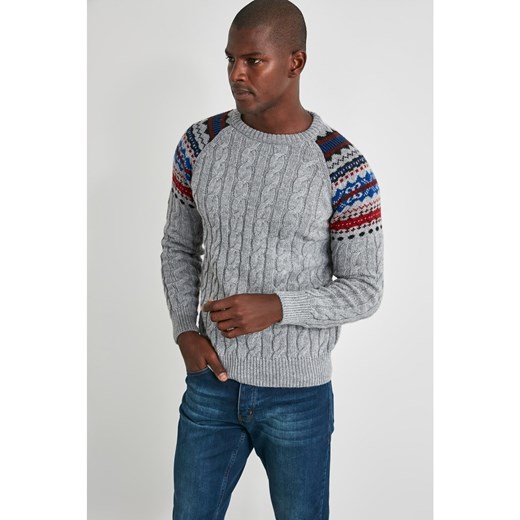 Trendyol Grey Men's Arm Jacquard Hair Knitting Bicycle Collar Knit Wearer Sweater Trendyol S Factcool