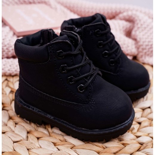 Buty zimowe dziecięce Frrock czarne na zimę wiązane 