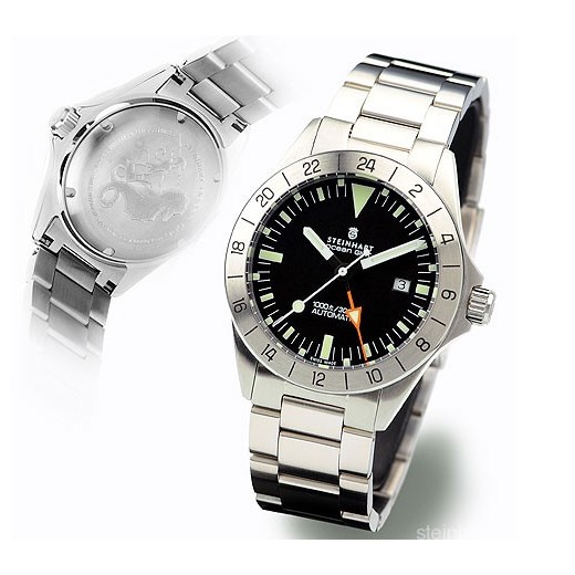 OCEAN VINTAGE GMT steinhart-zegarki czarny elegancki
