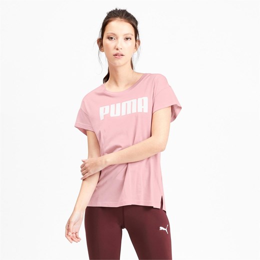 Różowa bluzka damska Puma z okrągłym dekoltem sportowa bawełniana 