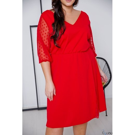 Czerwona Sukienka INGA Plus Size 46 TONO