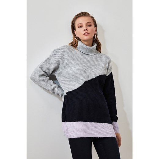 Trendyol Gray Block Knit Sweater Trendyol M Factcool