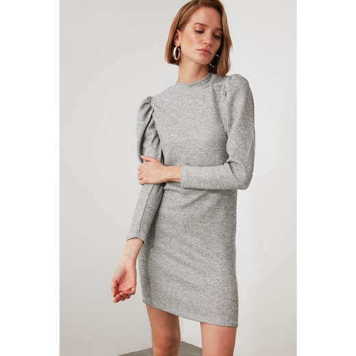 Trendyol Grey Sleeves Shrapnel Knitted Dress Trendyol M Factcool