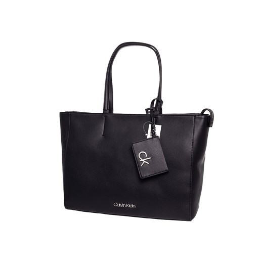 Shopper bag czarna Calvin Klein na wakacje mieszcząca a8 