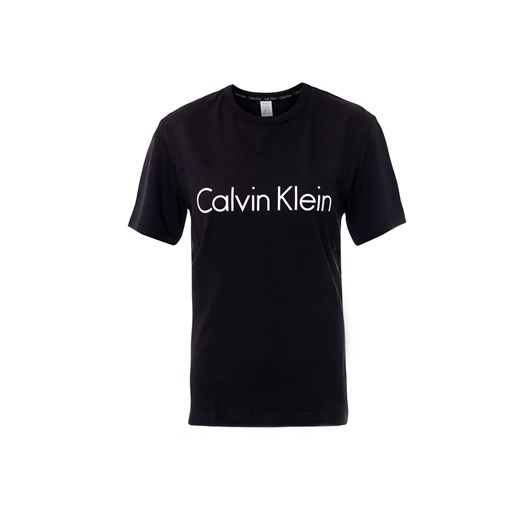Bluzka damska czarna Calvin Klein z krótkim rękawem z okrągłym dekoltem 