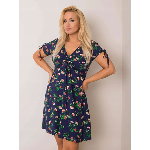 Sukienka Plus Size W Kwiaty Granatowy ~XL~ XL Oficjalny sklep Allegro