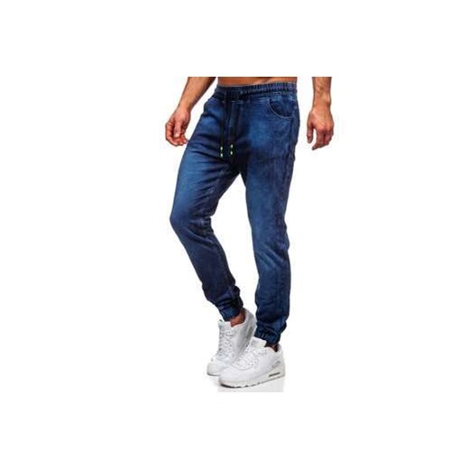 Granatowe spodnie jeansowe joggery męskie Denley NJ55003 XL promocja Denley