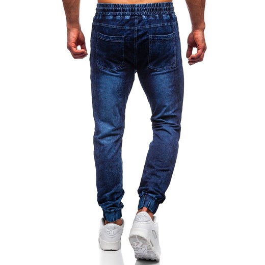 Granatowe spodnie jeansowe joggery męskie Denley NJ55003 L okazyjna cena Denley