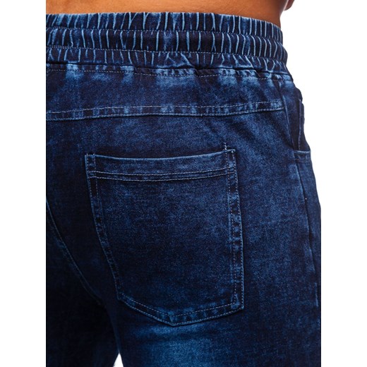 Granatowe spodnie jeansowe joggery męskie Denley NJ55003 L Denley wyprzedaż