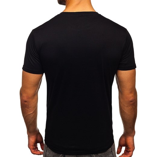 Czarny T-shirt męski z nadrukiem Denley KS2385 2XL wyprzedaż Denley