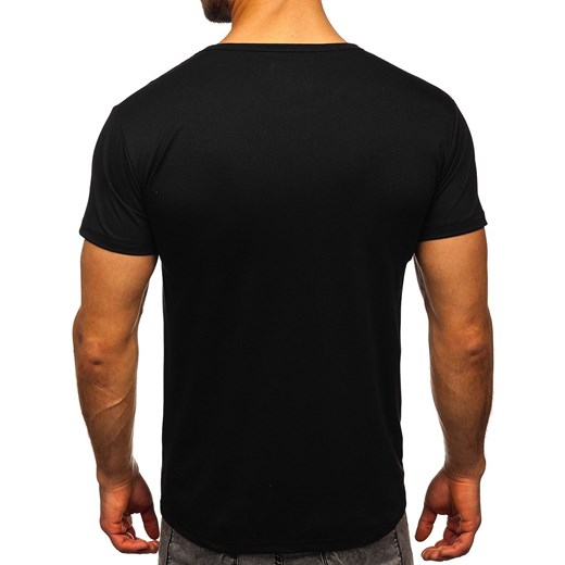 Czarny T-shirt męski z nadrukiem Denley KS2360 L wyprzedaż Denley