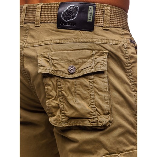 Beżowe spodnie bojówki męskie z paskiem Denley CT8906  Denley okazja
