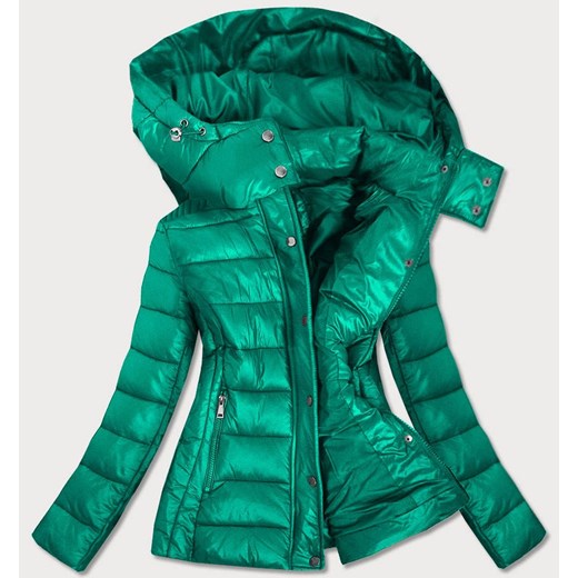 Damska kurtka pikowana z odpinanym kapturem zielona (7560) ze sklepu goodlookin.pl w kategorii Kurtki damskie - zdjęcie 100957849