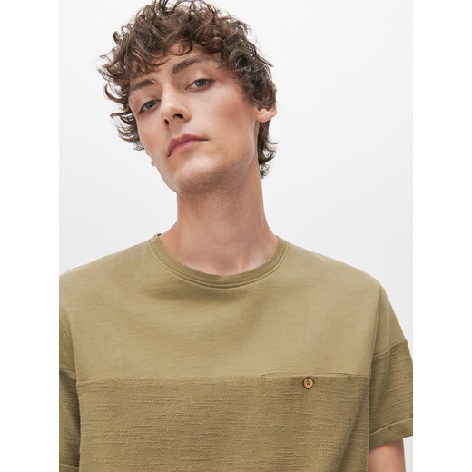 Reserved - T-shirt z łączonych materiałów - Zielony Reserved XXL Reserved
