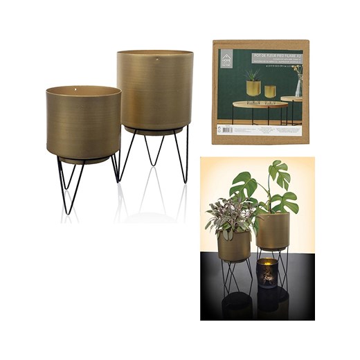 Doniczki (2 szt.) w kolorze złoto-czarnym Rétro Chic onesize Limango Polska