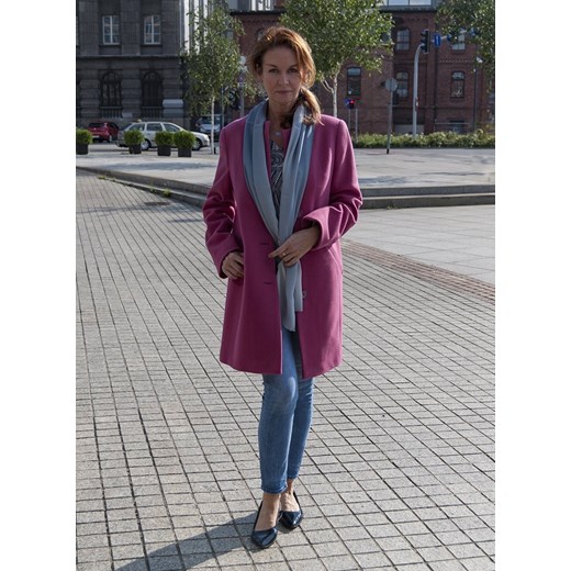 Plaszczyk z flauszu bez kołnierza w kolorze amarantowym Caro Fashion 38 sklepcdn.pl