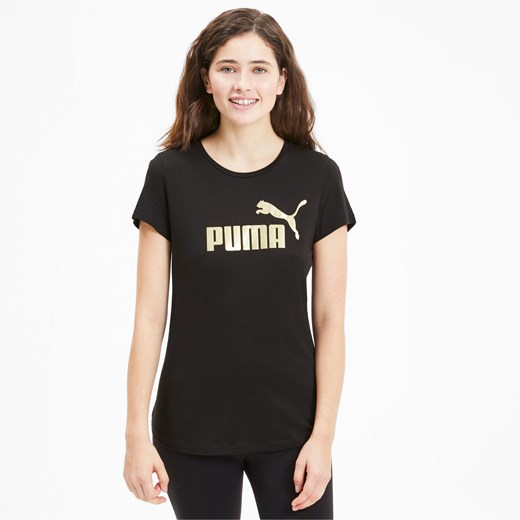 PUMA Damska Koszulka Essentials+ Metallic, Czarny Złoty, rozmiar XS, Odzież Puma XL PUMA EU