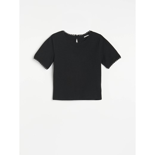 Reserved - T-shirt z wiskozą - Czarny Reserved S Reserved