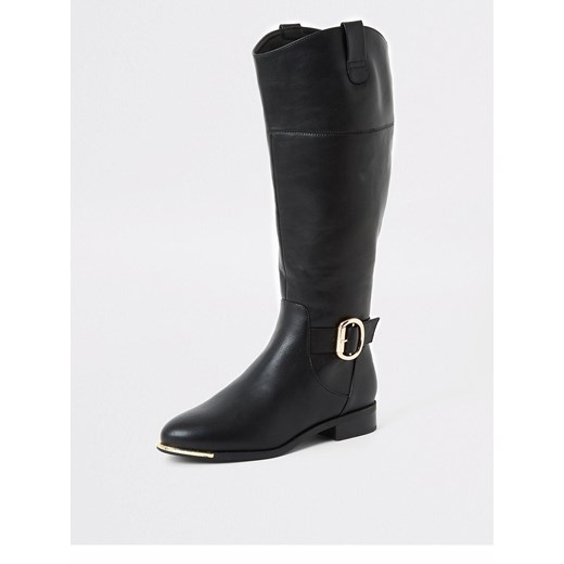 Kozaki damskie River Island z zamkiem płaskie z cholewką przed kolano