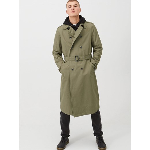 RIVER ISLAND MĘSKI PŁASZCZ DWURZĘDOWY KHAKI L L River Island L okazja OFF&OFF