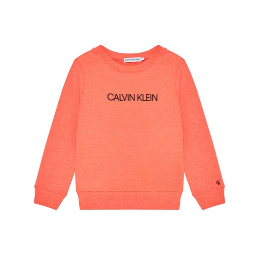 Calvin Klein Jeans Bluza Institutional Logo IU0IU00162 Pomarańczowy Regular Fit 12Y promocyjna cena MODIVO