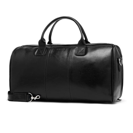 Podróżna torba ze skóry brodrene smooth leather r10 czarna Brødrene Brodrene