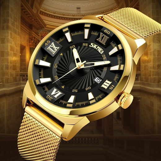 Zegarek złoty Skmei analogowy 