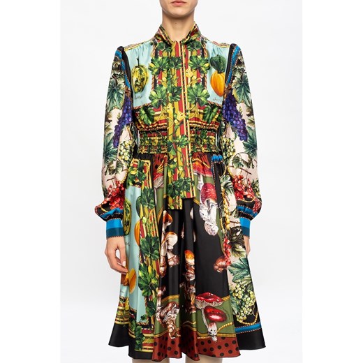 Sukienka wielokolorowa Dolce & Gabbana z jedwabiu z długimi rękawami 