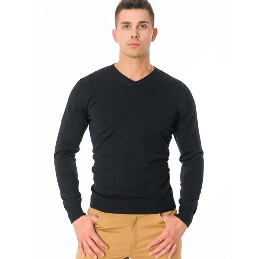 Sweter 1235A-340 czarny w serek M&m M okazyjna cena eLeonardo