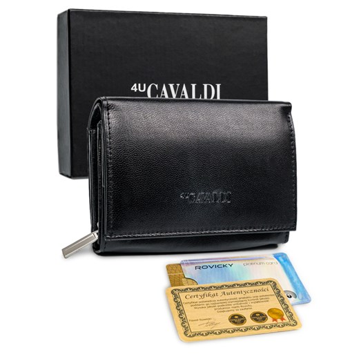 Mały portfel damski skórzany RFID stop Cavaldi® skóra zatrzask  portfele-skorzane.pl