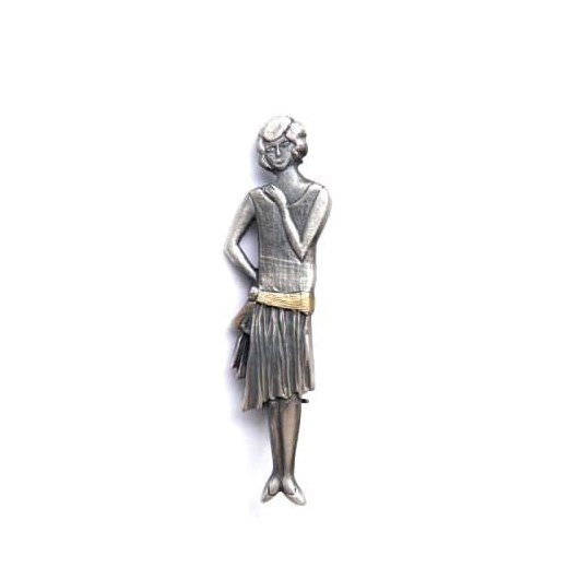 Broszka srebrna - Oksydowana dama retro Venus Galeria Venus Galeria - Magiczny Ogród Biżuterii Srebrnej