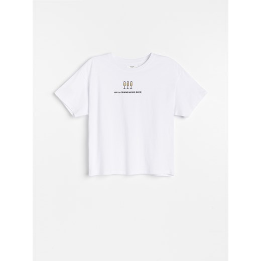 Reserved - Koszulka z bawełny organicznej - Biały Reserved XL Reserved