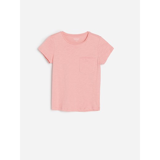 Reserved - Bawełniany t-shirt z kieszonką - Różowy Reserved 134 Reserved