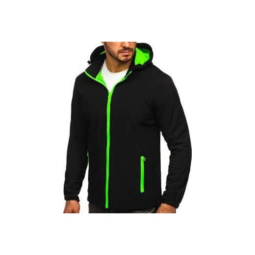 Czarno-zielona kurtka męska przejściowa softshell Denley HH017 L Denley wyprzedaż
