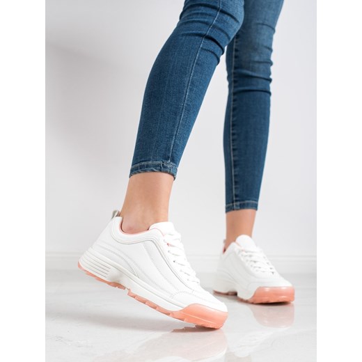 Buty sportowe damskie białe CzasNaButy sneakersy sznurowane 